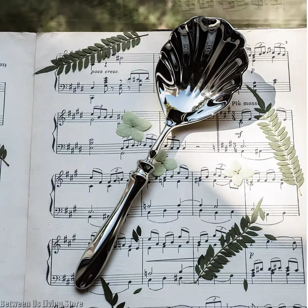 304 Stainless Steel Shell Spoon - Heavy Duty Soup & Bibimbap Utensil, Elegant Dessert Gift