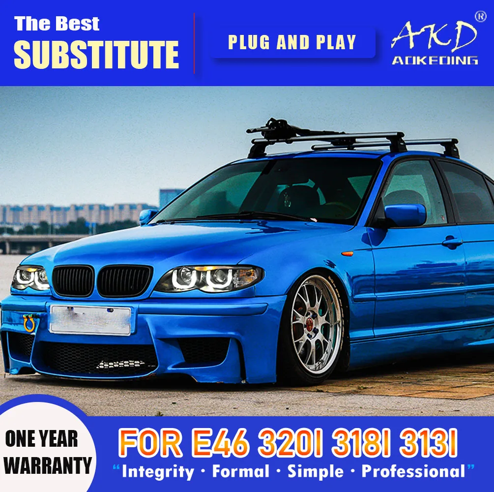 

AKD Head Lamp for BMW E46 LED Headlight 2002-2006 Headlights 320i 318i 325i DRL Turn Signal High Beam Angel Eye Projector Lens