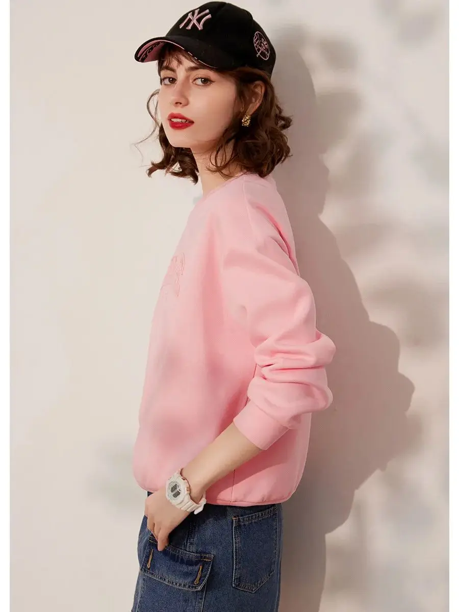 LOUIS YAO Women Pullover 2024 Spring New Sweatshirt Round Neck Long Sleeve Embroider Letter Loose Casual Fashionable Tops