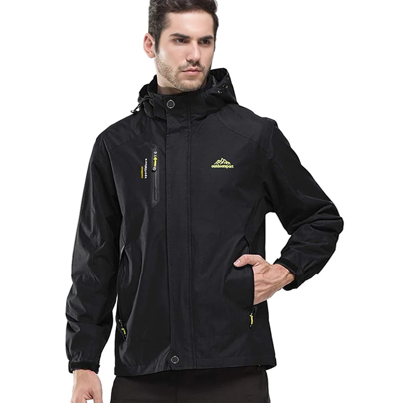 Men Boy Thermal Little Waterproof Jacket Black Outdoor Sport Breathable Trekking Hiking Ski Softshell Rain Windproof Coat