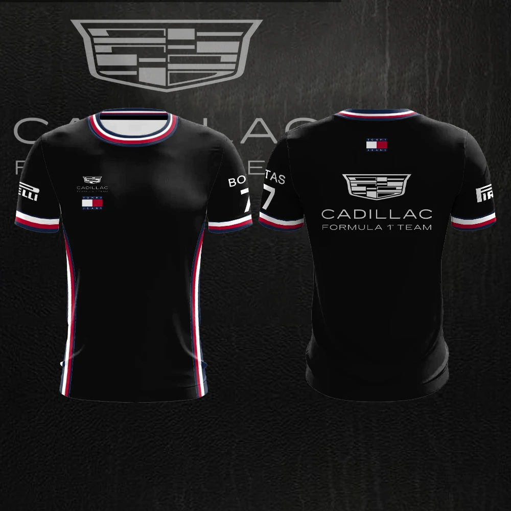 Cadillac Racing Team Men's Fashion Street Sports Short Sleeve 3D Printed Round Neck T-shirt Outdoor Sports Speed Drying Top image 3