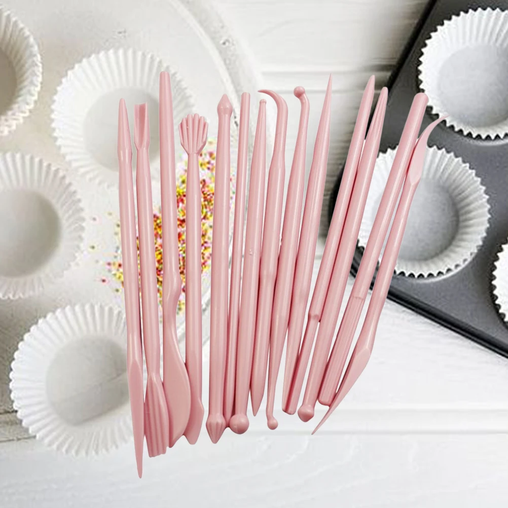 

14 Pcs Baking Tools Cake Decorating Kit for Beginners Pink and Fondant Professional
