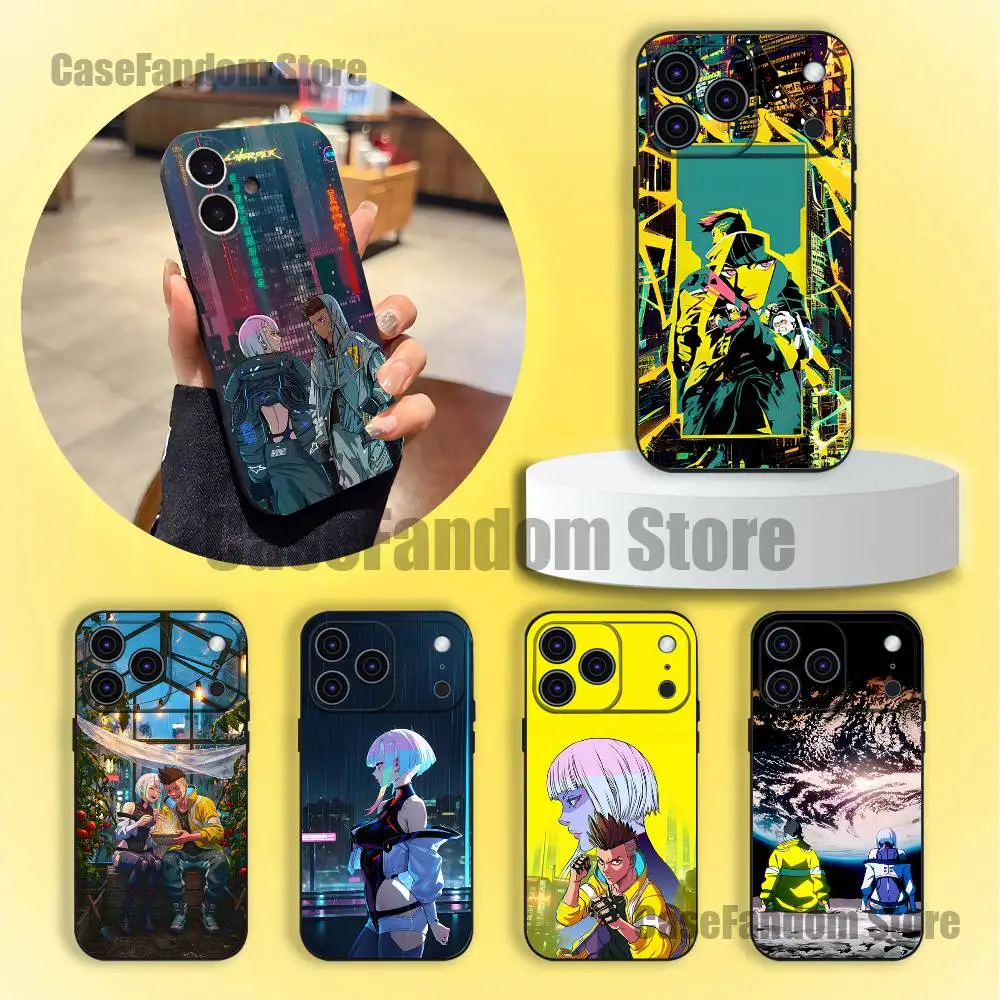 

E-Edgerunners Game Cyberpunk Wear-resistant Phone Case For iPhone 17,16,15,14,13,12,11,Pro,Max,Plus Black Soft Cover