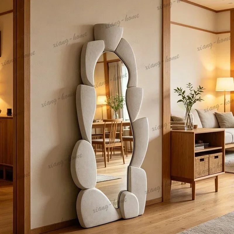 ld Scandinavian art modeling fitting mirror wabi sandy wind irregular floor mirror decorative full-length mirror creativity