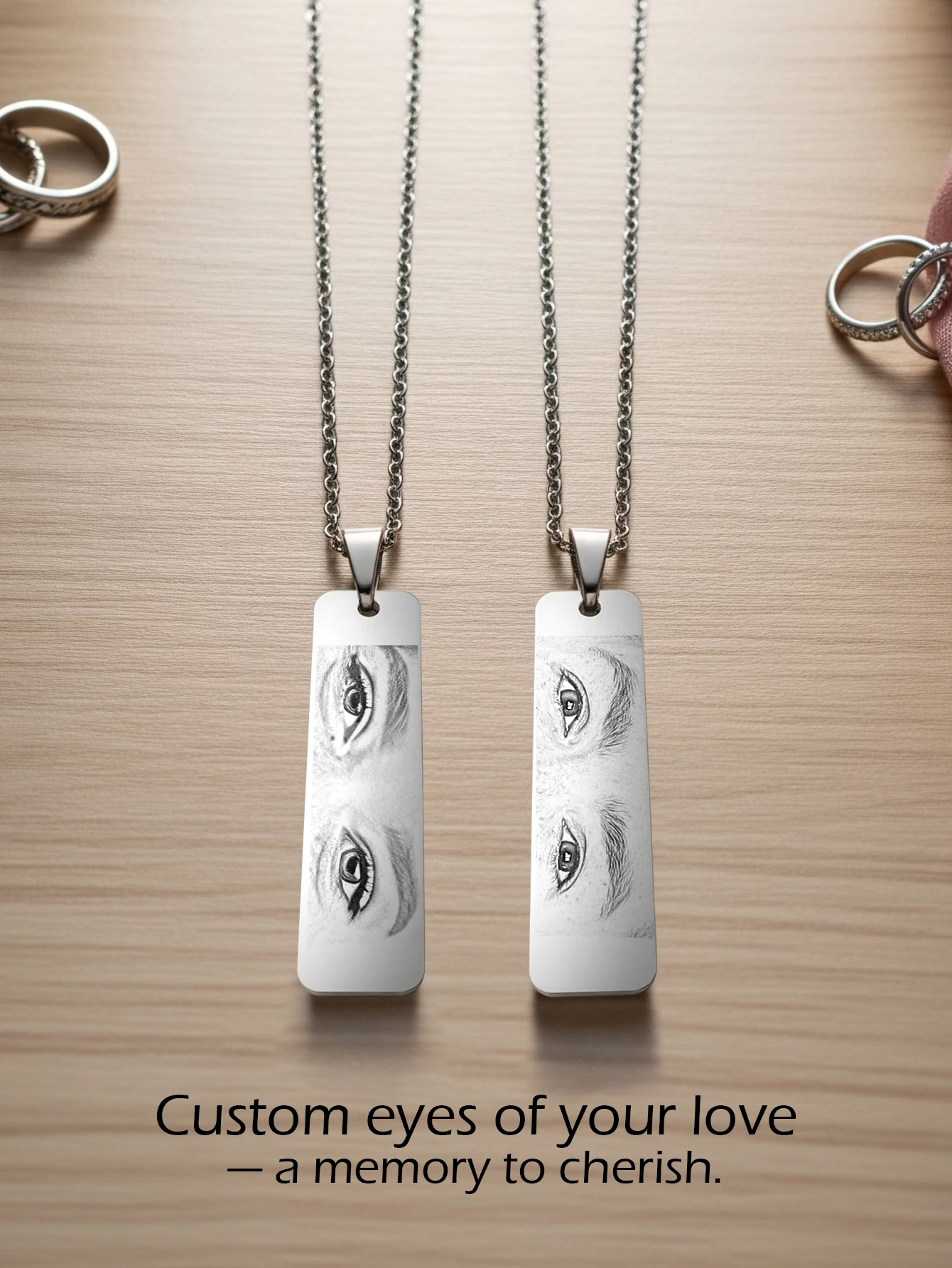Custom Photo Eye Necklace Personalized Couples Jewelry Gift for Anniversary Birthday Christmas Valentine’s Day Gift for Him Her