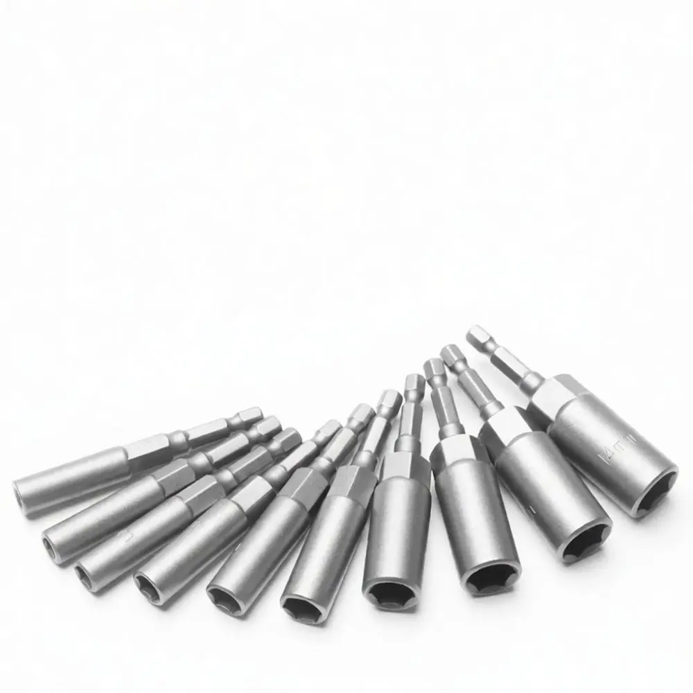 Extra Deep Power Drill Socket Adapter Metric Hex Nut Driver Bits For Impact Wrench Chrome Vanadium Steel Garage Hardware Repair