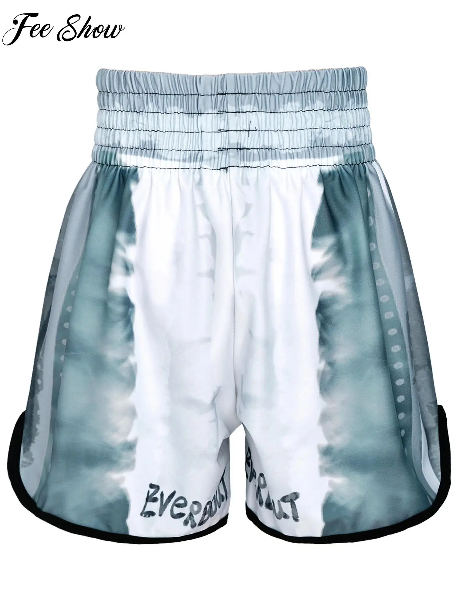 Kids Boys Wide Elastic Waistband Printed Letters Shorts with Unique Pattern for Boxing Fitness Sports Training Gym Workout