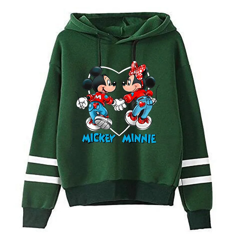 Cute Christmas Minnie Sweatshirt Disney Hoodie Clothes Girl Boy Mickey Mouse Hoody Top Hoodies Y2k 90s Kawaii Harajuku Cartoon