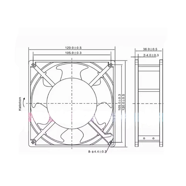 M115ba2h 230v 0.13/1.5a 0,09 120x120x38mm 5 Blätter Lüfter