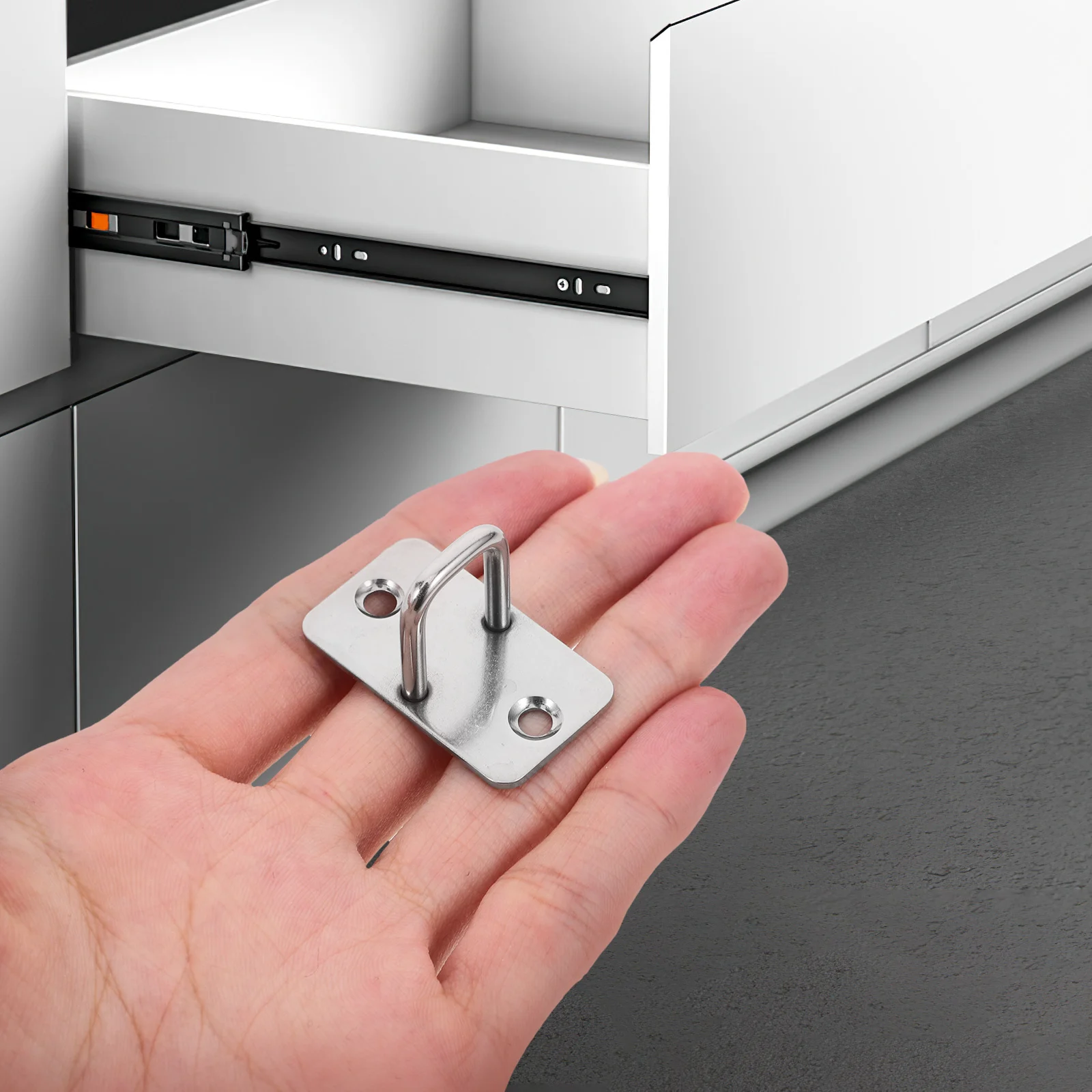 

10 pcs Heavy Duty Stainless Steel Eye Plate Hooks For Wall Ceiling Mounts Drawer Security Box Hidden Cabinet Lock Mailbox Latch