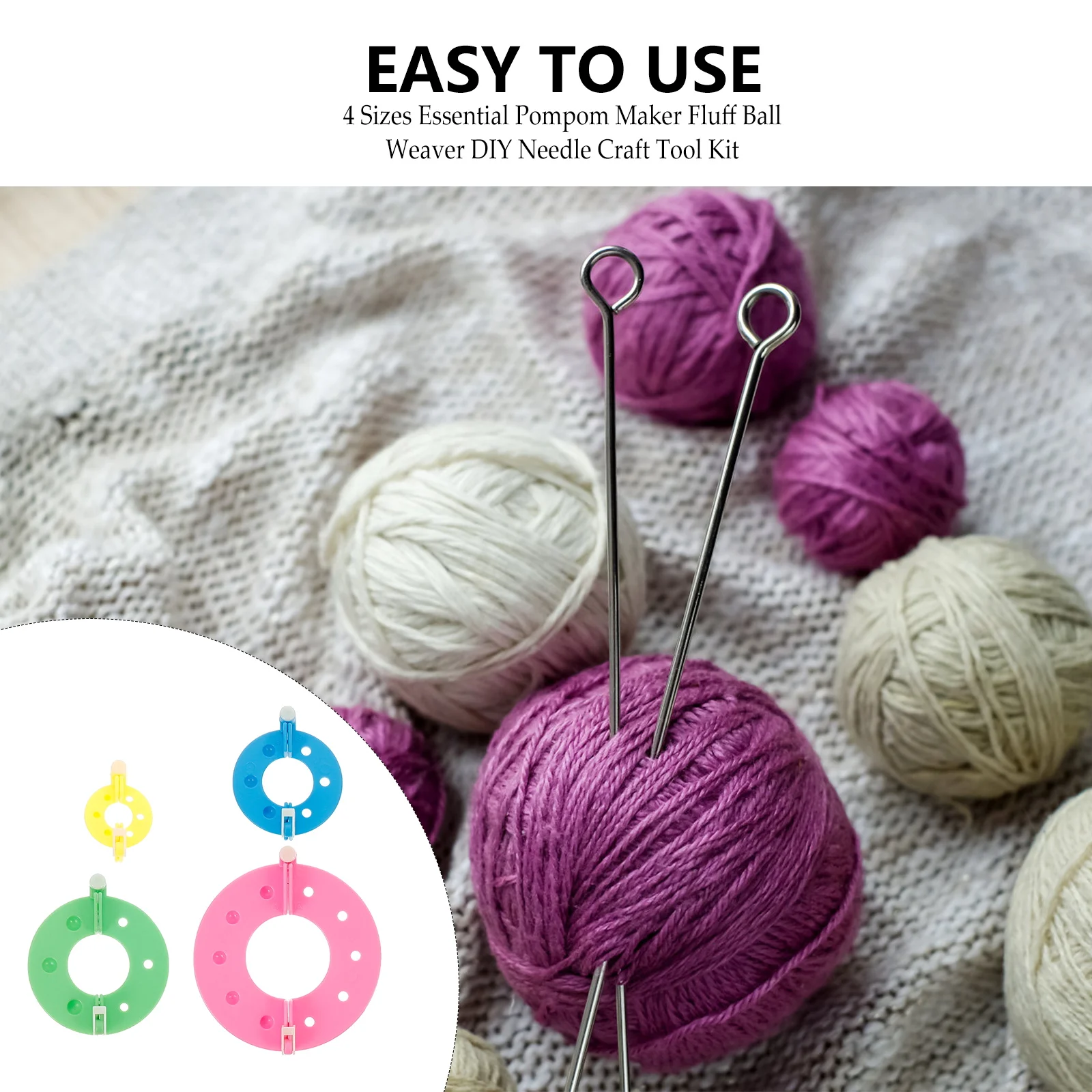 

8pcs Fluff Ball Maker 4 Sizes Pom Tool Yarn Weaving Kit For Adults Diy Craft Abs Pom 3.5Cm 5.5Cm 7Cm 9Cm