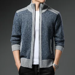 Autumn Winter Warm Cardigan Men Fleece Sweaters Full Zip Jackets Slim Fit Luxury Brand Knitted Sweater Coat American Jersey