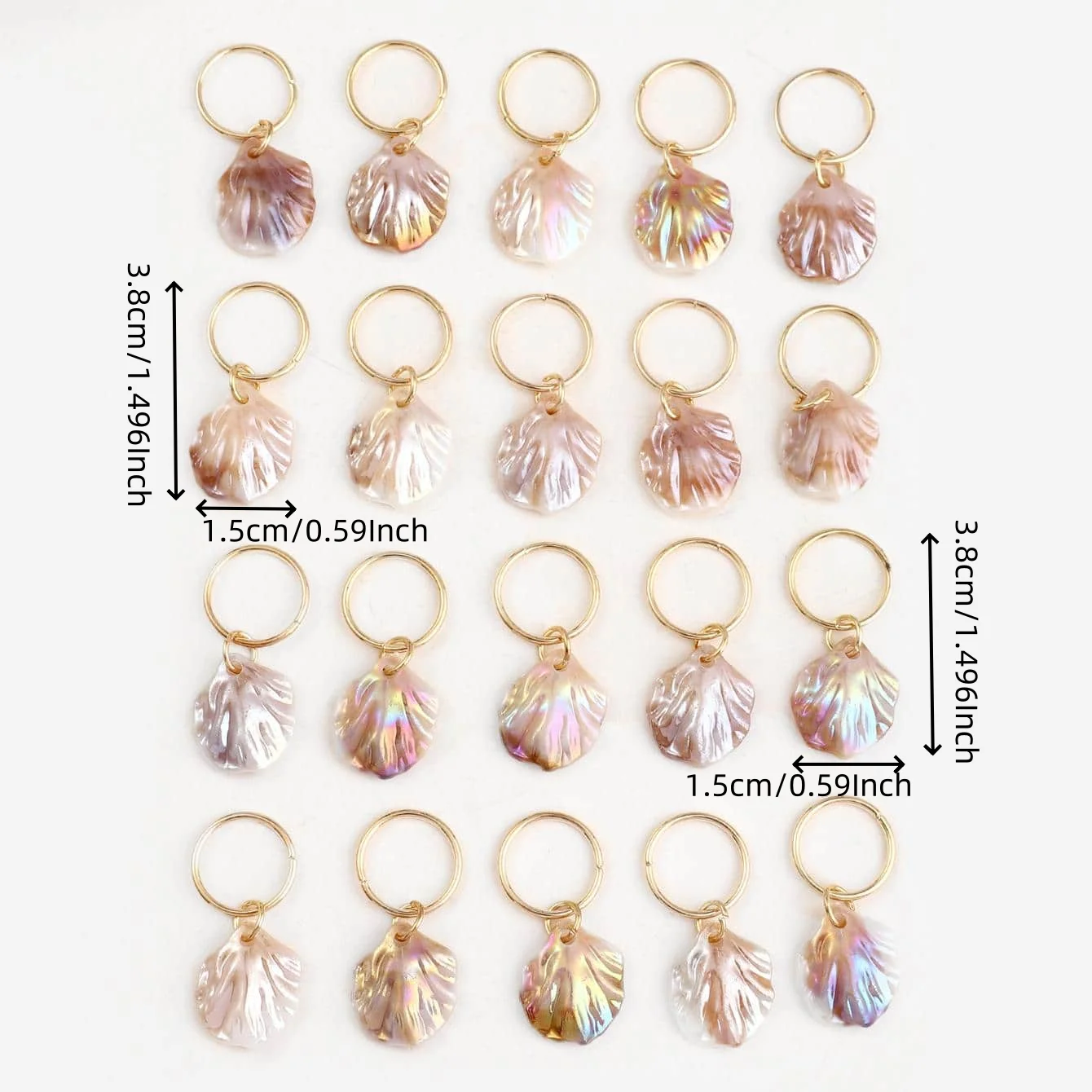 20pcs Women Shell Charm Braided Hair Rings - Unique Headdress Dreadlock Hair Clips for Stylish Hair Accessories Loc Hair Jewelry
