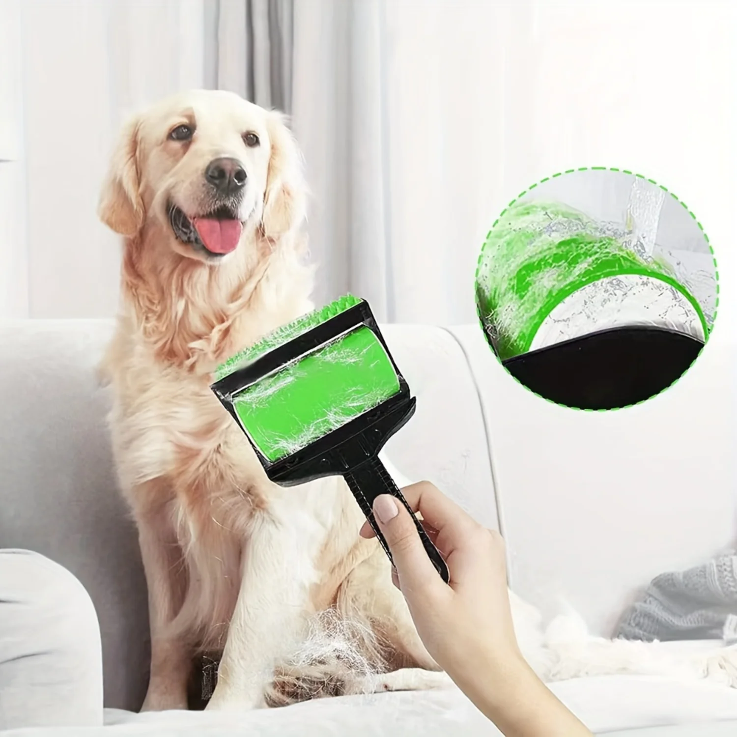 Reusable Sticky Hair Brush Roller for 1-Step Clothes Dust Removal