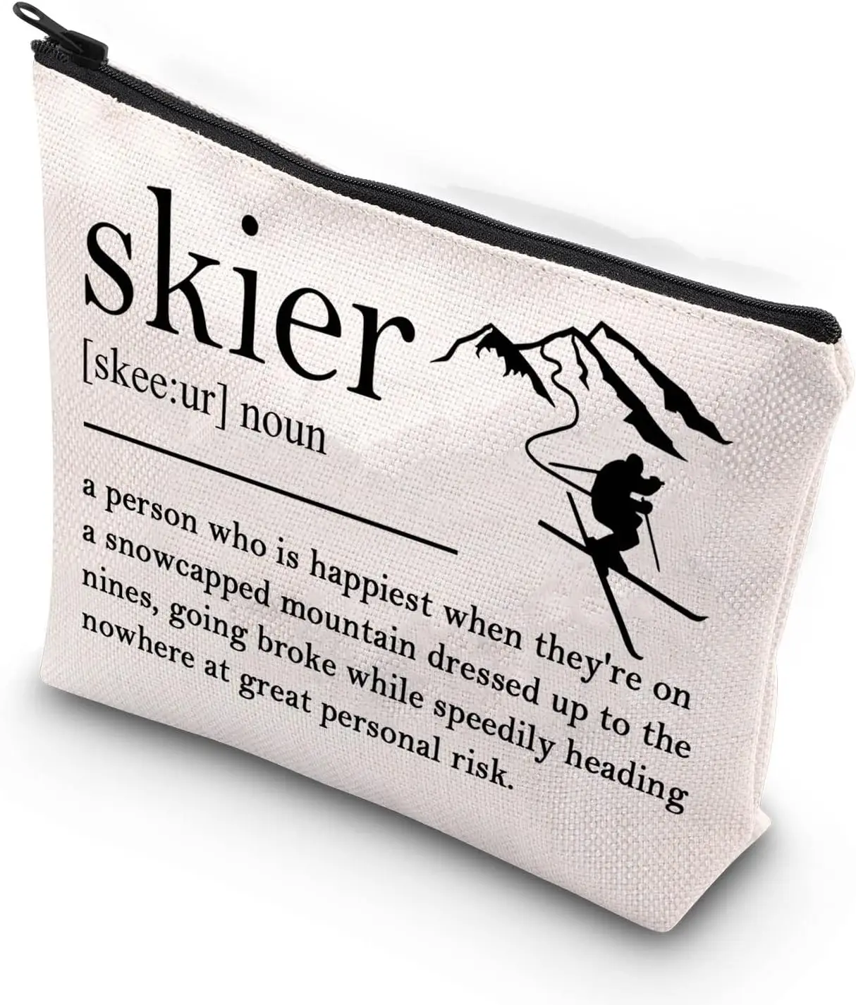 TSOTMO Cross Country Ski Gift Ski Coach Makeup Bag Skiing Team Gifts Skiing Coach Zipper Pouch (Skier noun)