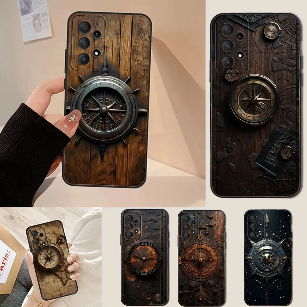 소프트 블랙 나침반 시계 아트 전화 케이스 이미지