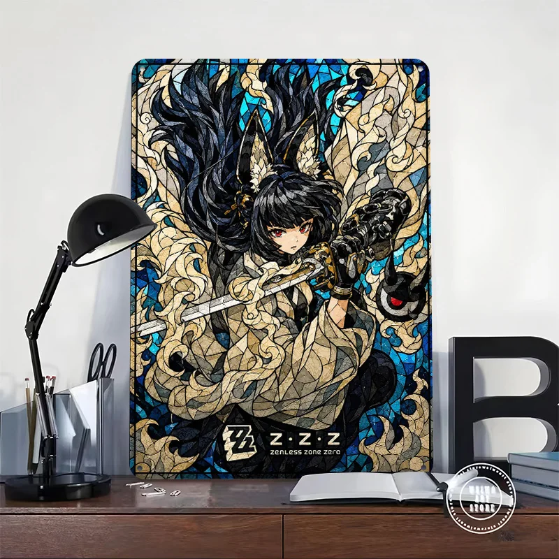 Zenless Zone Zero Stained Glass Art 3D Texture Printed Poster Custom Vintage Metal Tin Plate Sign for Wall Art Home Decorations