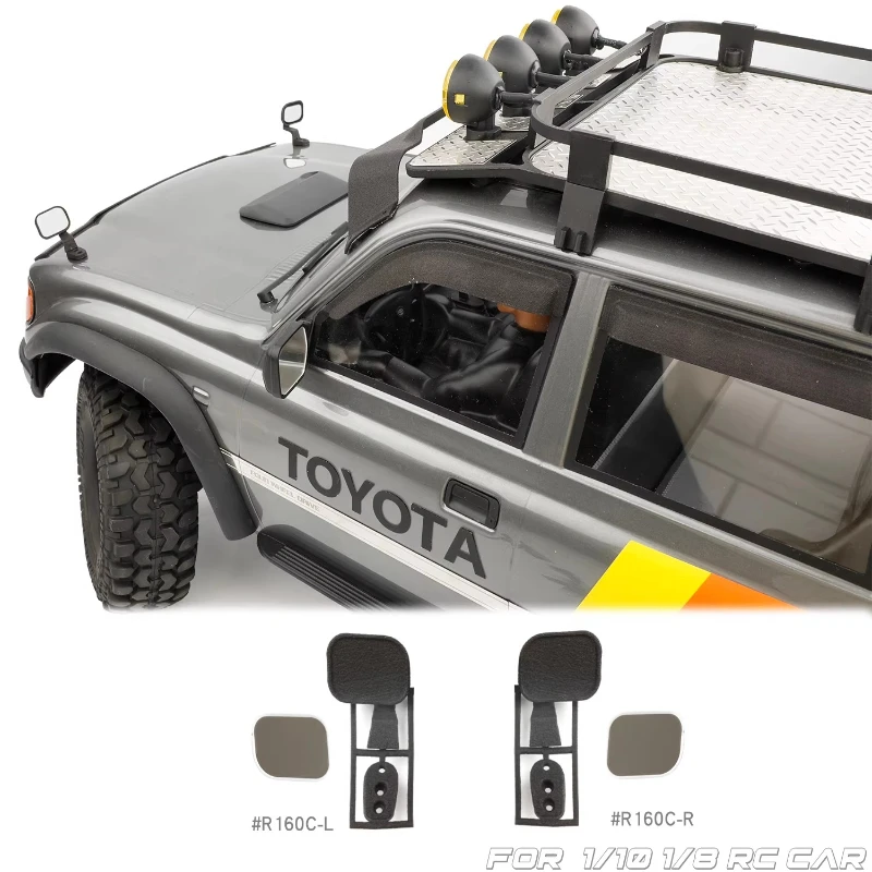 RC Car Front Mirror Sand Plate Mirror Machine Cover Hood View Rear Mirror for 1/10 RC Crawler FCX10 LC80 LC79