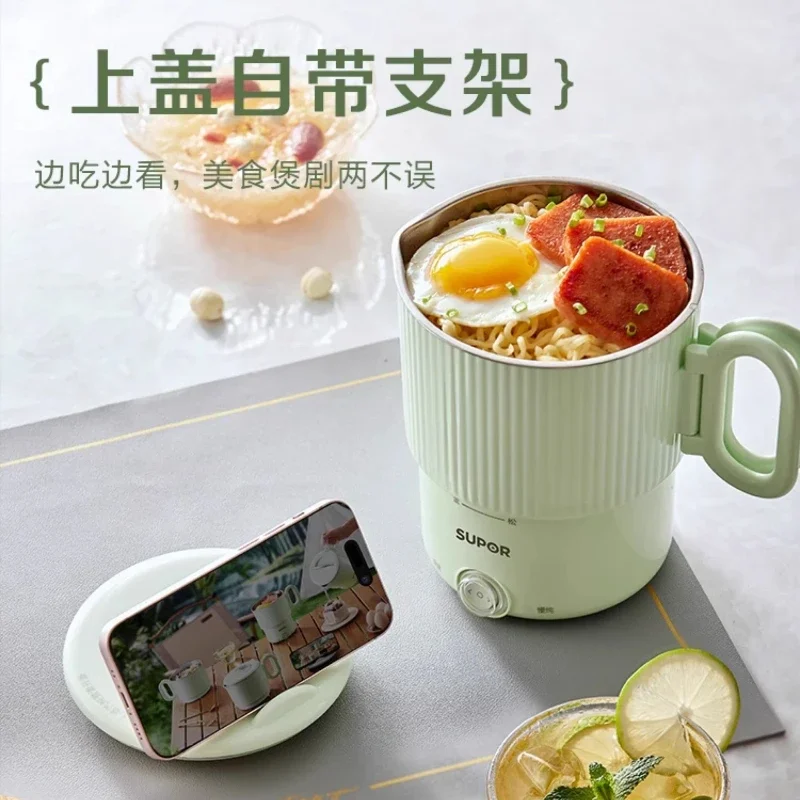 Hervidor plegable Supor para el hogar, nuevo doble capa, antiescaldado, Mini hervidor eléctrico portátil de viaje de acero inoxidable de 220V