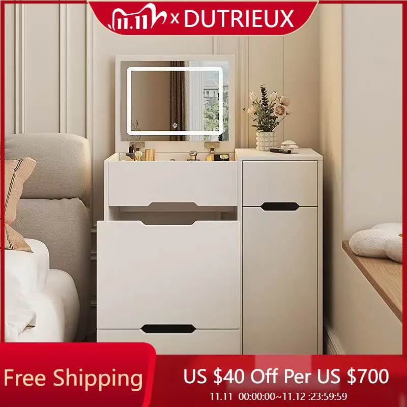 

Bedroom Makeup Vanity Table Mirror Desk Chair Drawers Dressing Table Storage Mobile Living Room Vestidores Chinese Furniture