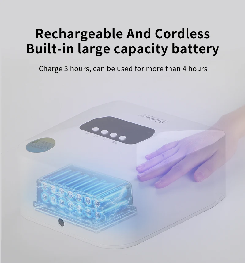 48W Pro UV LED Nail Lamp - 30 Beads Rechargeable Nail Dryer with 3 Timers & Auto Sensor Fast Curing UV Light for Salon & Home