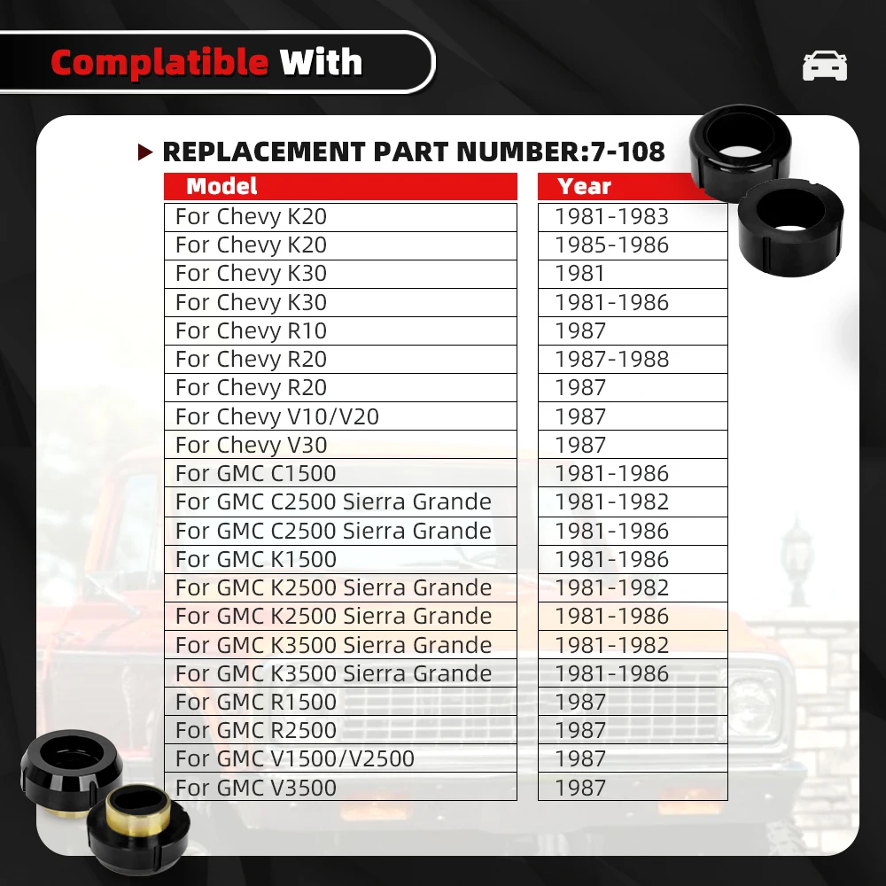 طقم جلبة مثبت على كابينة الجسم 7-108 لـ GMC C1500 C2500 K1500 K2500 متوافق مع تشيفي C10 C20 K10 K20 K30 1981-1987 SFN209