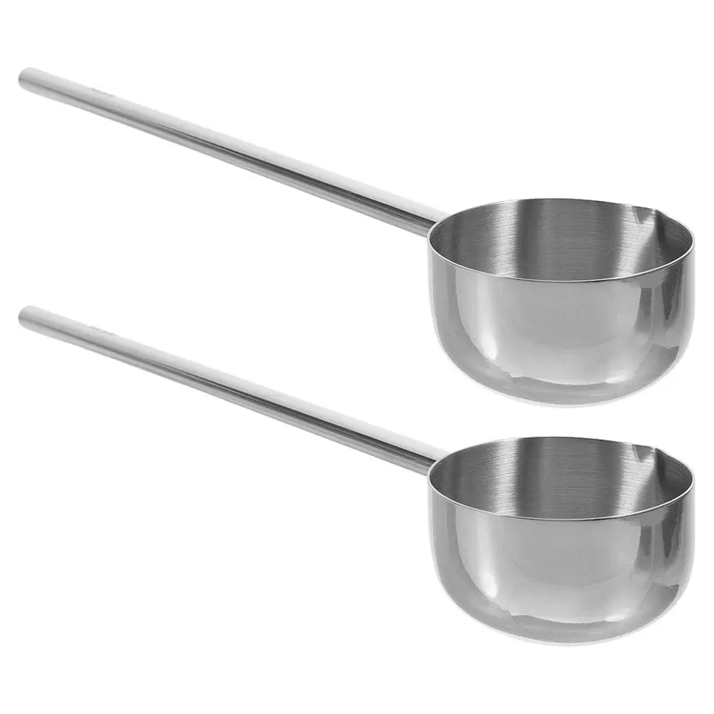 2Pcs Stainless Steel Small Ladle Long Handle Oil Pouring Ladle Sauce Soup Gravy Serving Spoon Kitchen Cooking Utensil