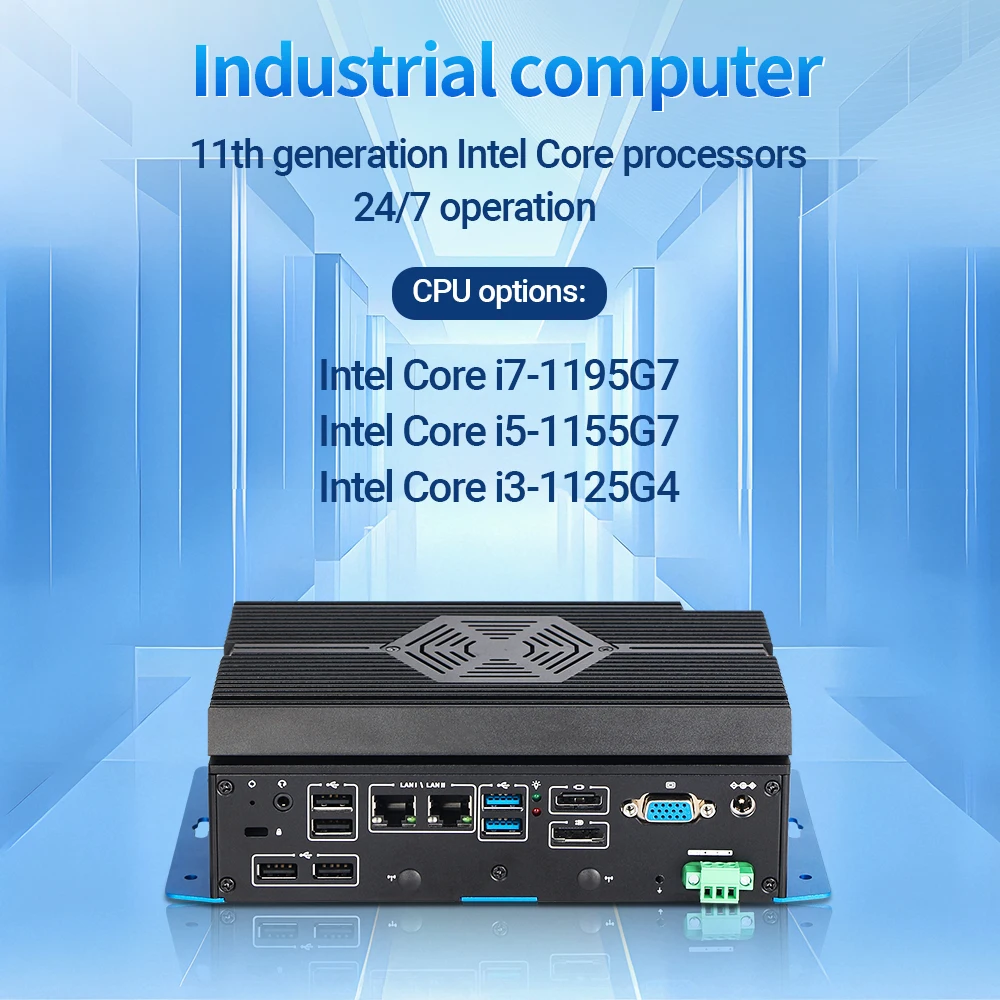 VNOPN 11. Generation Lüfterloser Mini-Computer 4*RS232 RS485 RJ11 Dual LAN Windows10/11 Linux Embedded Computer Industrieller Mini-PC