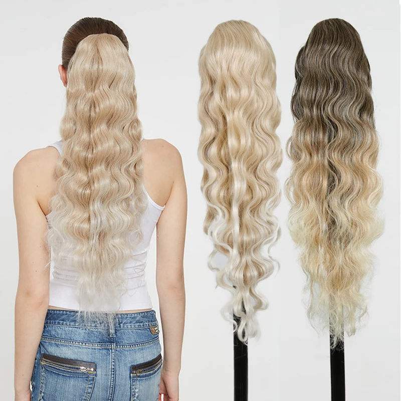 

JULIANNA синтетический канекалон вьющийся корпус блондинка плетение хвост наращивание термостойкий зажим из натуральных волос хвост для женщин