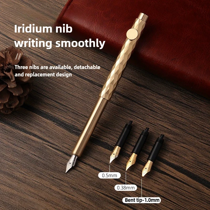 Retro Metalowy Pióro Wieczne Mini Przenośne Pióro do Pisania Uczniowie Vintage Mosiężne Pióra EF/F/B Zginane Skalowalne Artykuły Szkolne Papiernicze — zdjęcie produktu 4