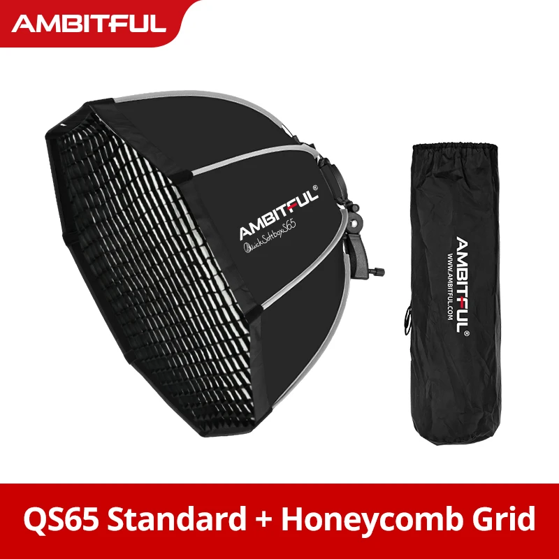 Ambitful quick Softbox 65cm 90cm Draagbare Paraplu Softbox+Honeycomb Grid Buitenflits Softbox voor Godox yongnuo sidande