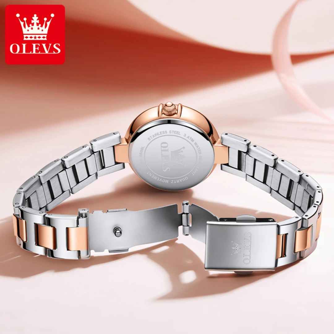 OLEVS 5608 Quartz Fashion Watch Gift Stainless Steel Watchband Round-dial Wristwatch Calendar Luminous