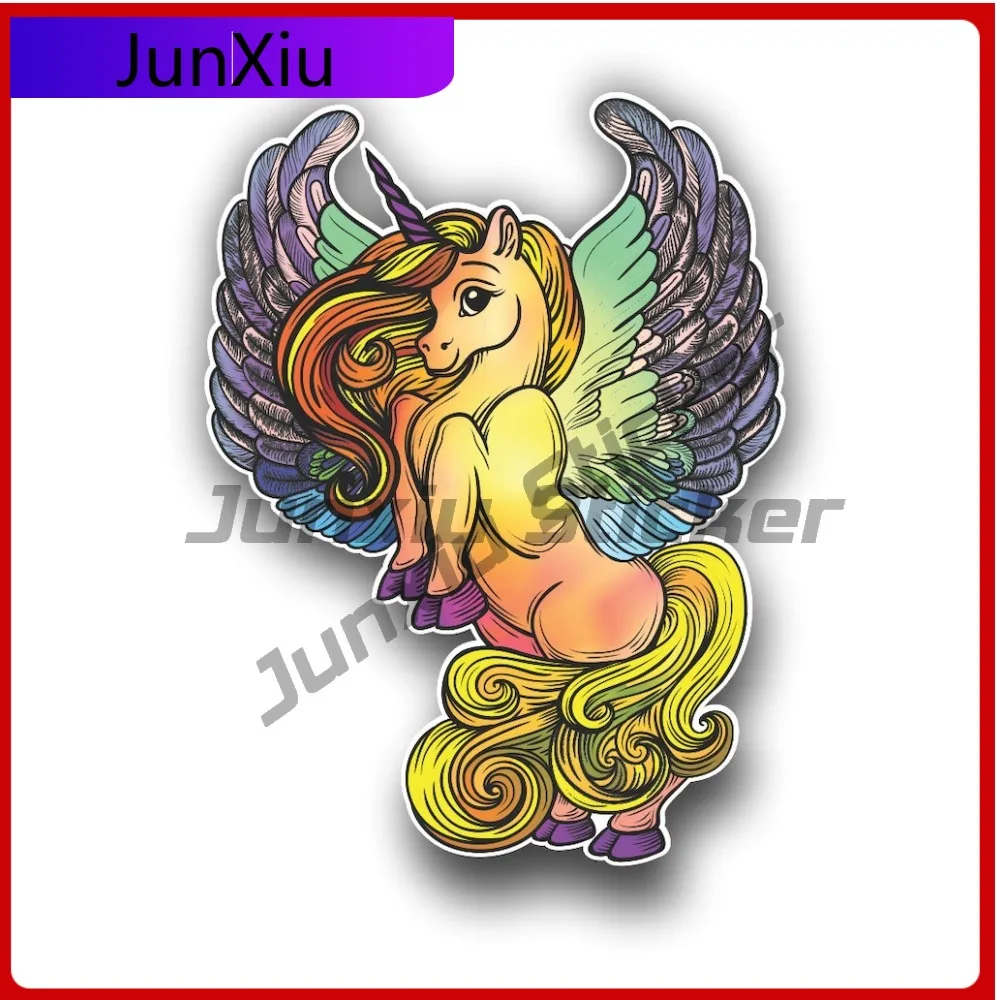 

Unicorn Sticker Multi Color Wings Cartoon Stickers For Car Truck Laptop Windows Windshield Luggage Kayak Suv Or Any Smooth Surfa