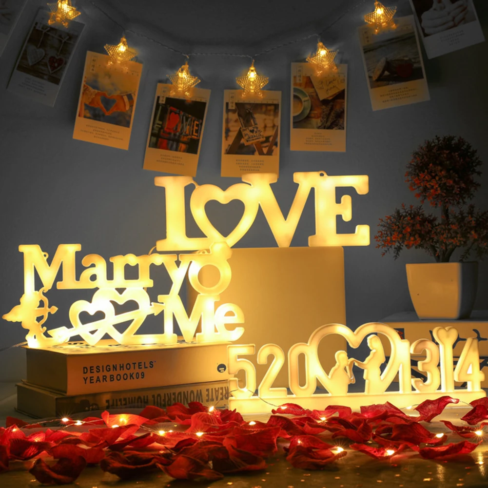 LED Valentine's Day Decorative Light Birthday Proposal Decoration Love Marry Me Letter Decor Light For Thanksgiving Mother's Day