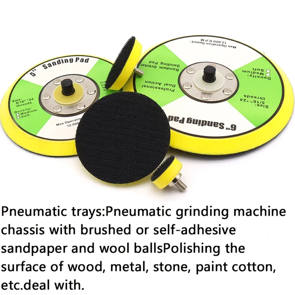 1/2/3/4/5/6 Inch M6 M8 Thread Polishing Sanding Pad Pneumatic Sander Disc Backer Plate Hook&Loop For Grinder Rotary Tool