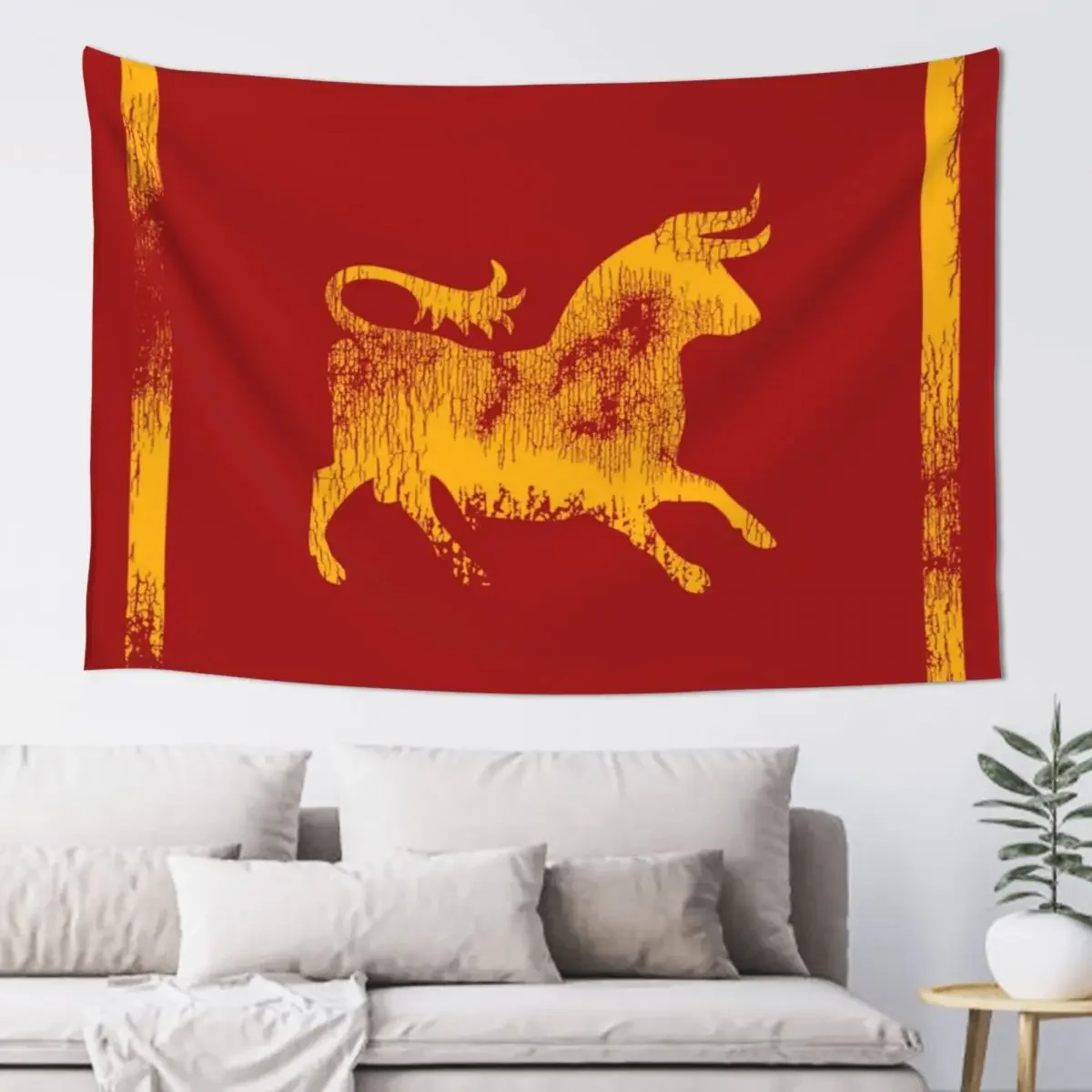 

Caesar's Legion Logo (WornYellow) Tapestry Aesthetic Room Decor Korean Art Mural Room Decorator On The Wall Tapestry