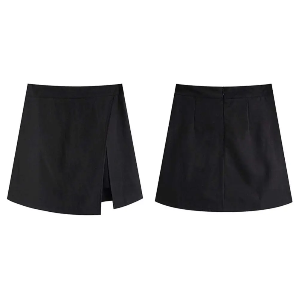 

Korean Style Slit Women's A-line Skirt Y2K Spicy Girl Style Mini Shorts Skirt Asymmetric Skirt with Safety Shorts Spring Summer