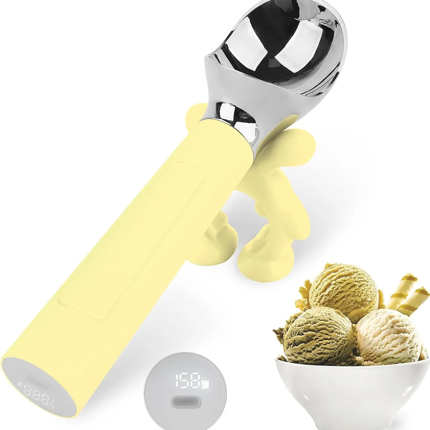 Rechargeable Heating Ice Cream Scoop with Stand, Constant Temperature Ice Cream Spoon