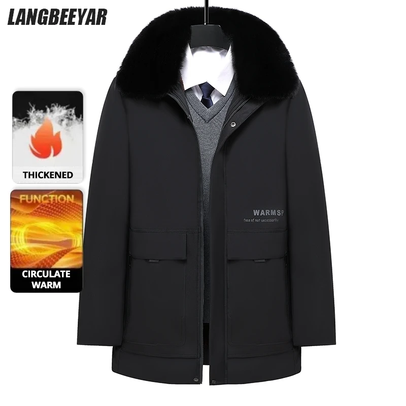 

Top Grade Thick With Fur Hood Casual Fashion Designer Warm Parka Coat Mens Newest Winter Jacket Windbreaker Mens Clothes