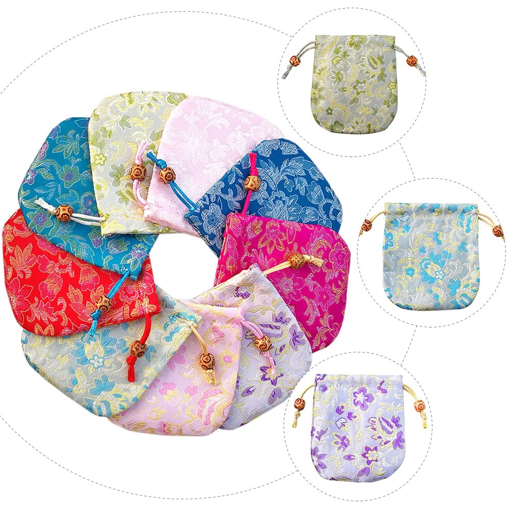 

9Pcs Brocade Drawstring Bags C y Packing Pouch Jewelry Gift Storage Wedding Tote Portable Travel Household Toy ganization