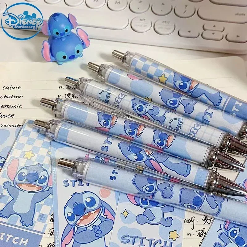 Disney 10-20 buah pena Gel lucu Stitch 0.5 tinta hitam pena tanda tangan kantor sekolah perlengkapan menulis hadiah Festival anak-anak alat tulis