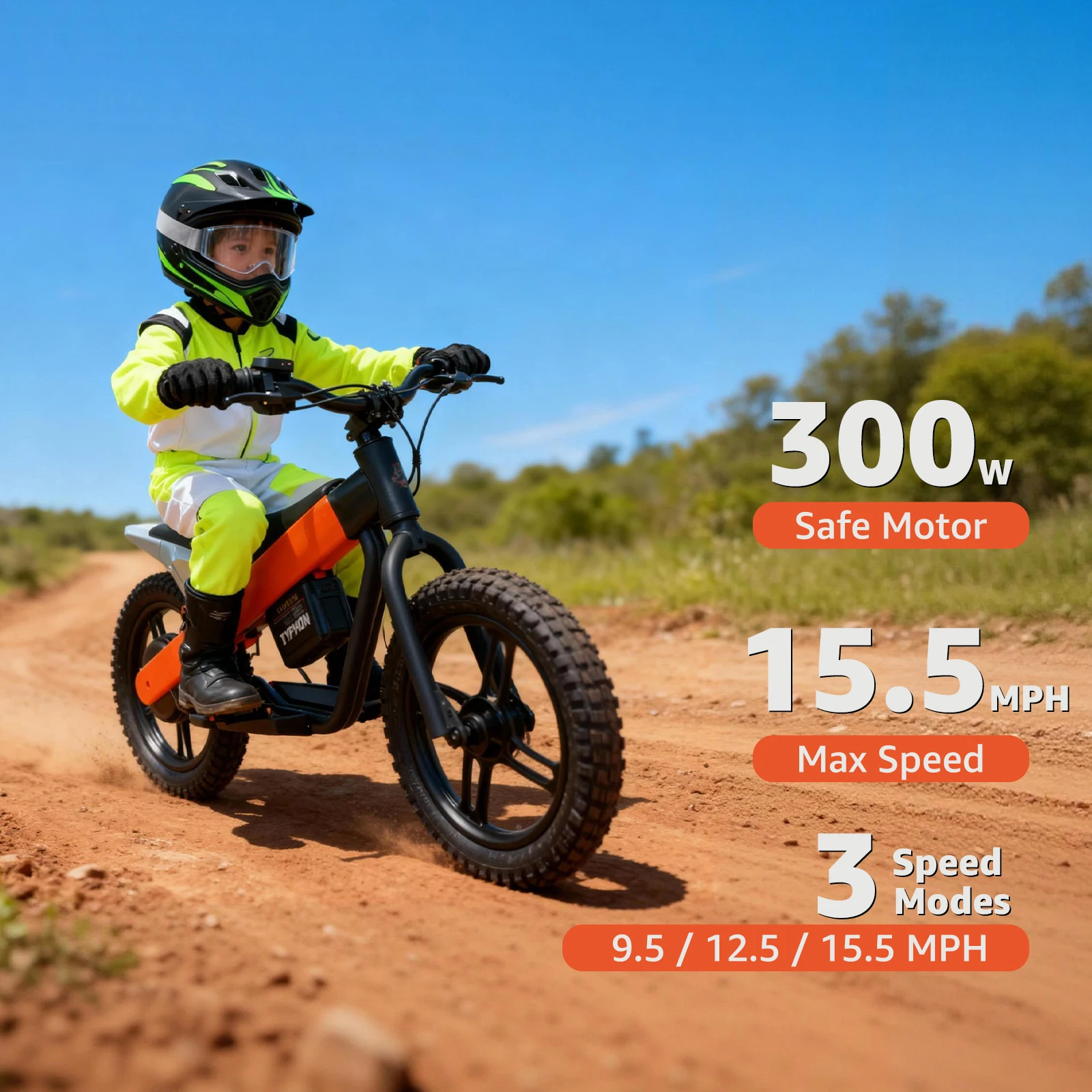 NEW Electric Motorcycle for Kids 25KM/H 16inch Off-Road Electric Dirt Bike Disc Brake 24V Removable Lithium Battery