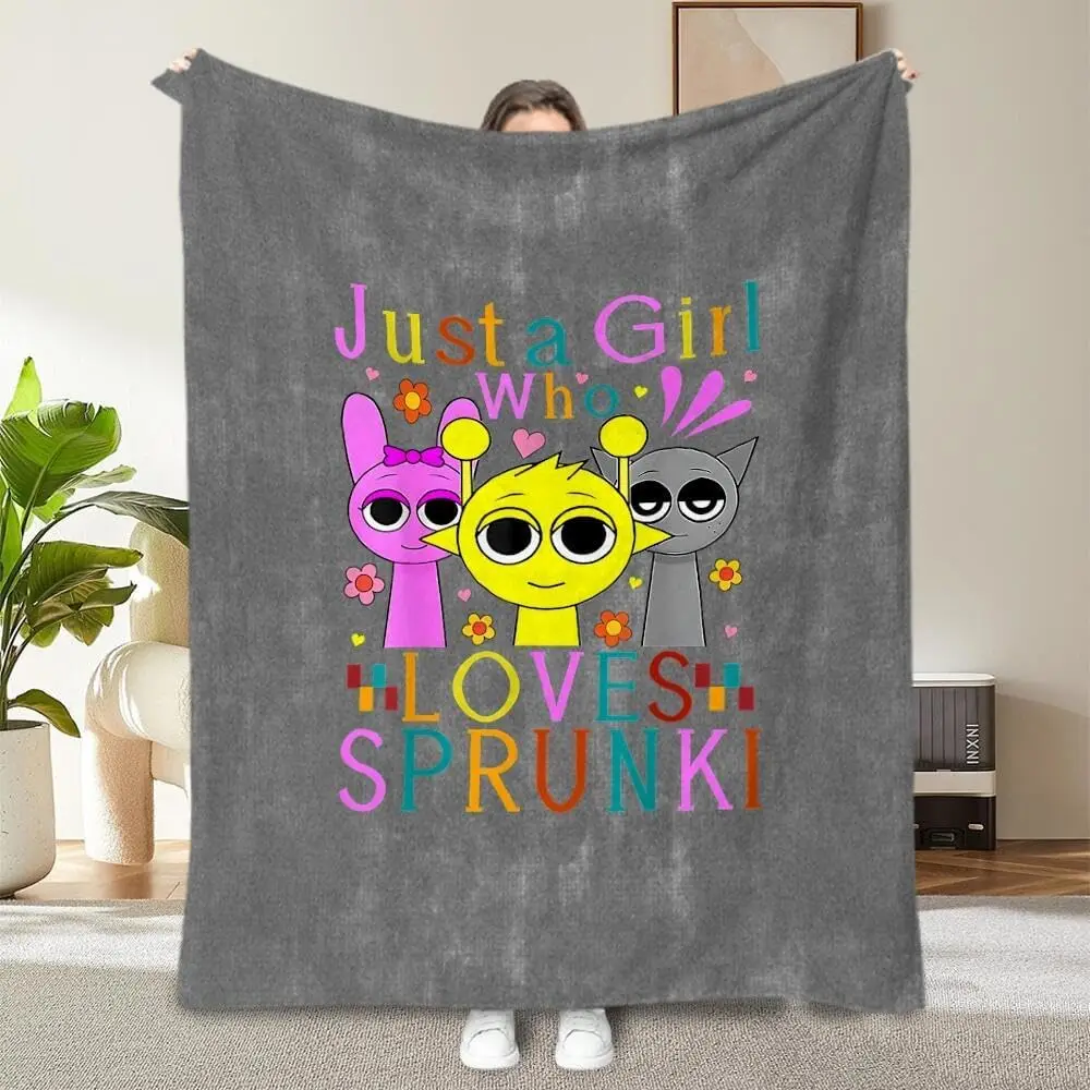 Koliocaa Funny Just A Who Loves Sprunki Gamer Girl Flannel Throw - Gaming Fashion Blanket For Office Use