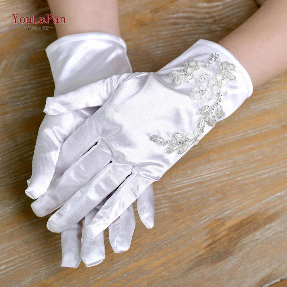 

YouLaPan M37 Ladies Finger Glove Bride Party Short Wedding Bridal DIY Gloves with Lace Embroidery Applique Accessories for Bride