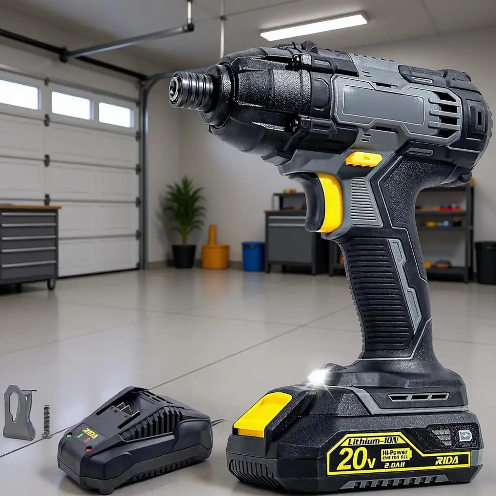 

Impact Driver Kit 180Nm 20V Cordless Drill/Driver Set 1/4 All-Metal Hex Chuck 0-2800RPM Variable, 2000mAh Lithium-ion Battery &