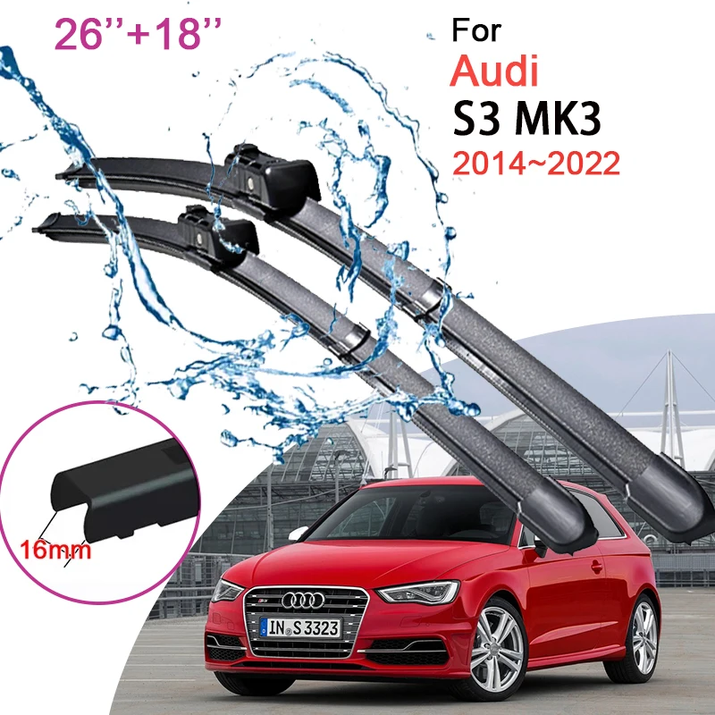 

Car Front Windshield Window Wiper Blades for Audi S3 MK3 2014~2022 2015 2016 2017 Two Frameless Rubber Snow Scraping Accessories