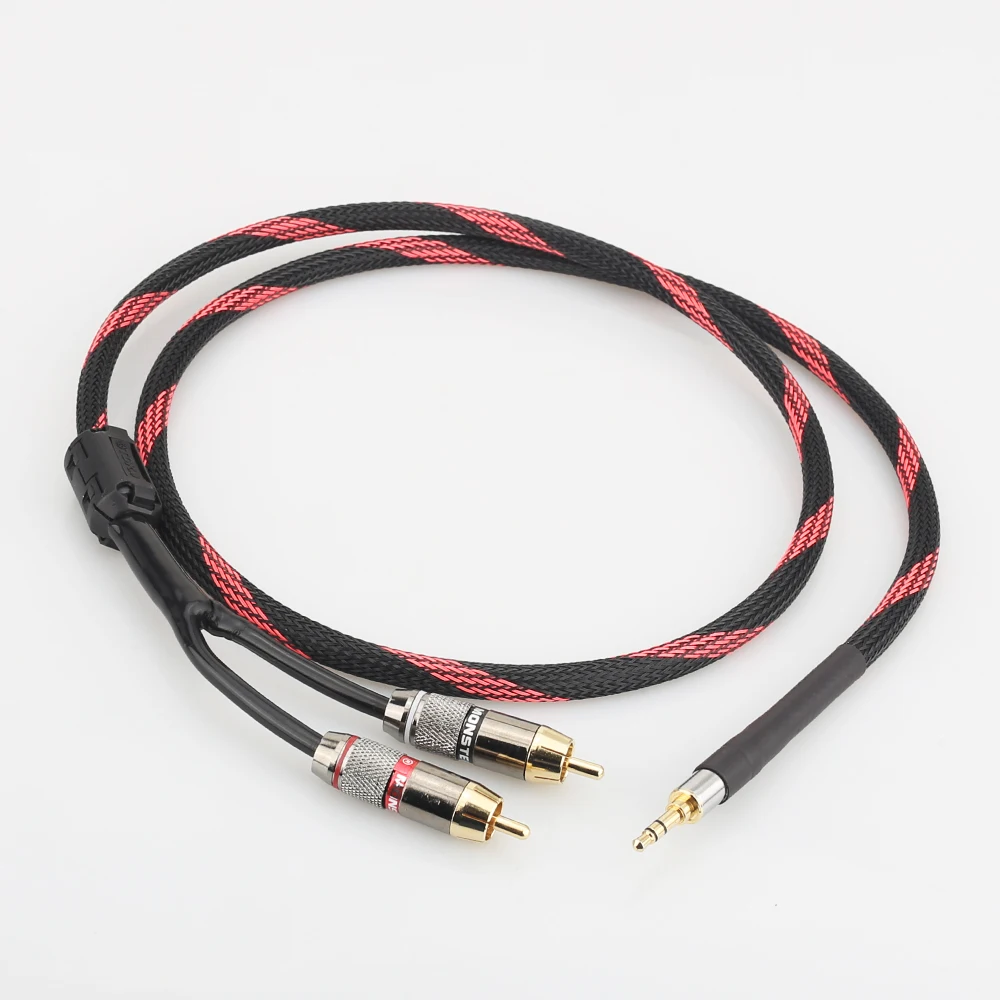 A53 3.5mm to 2RCA Audio Auxiliary Adapter Stereo 3.5 mm Splitter Cable AUX RCA Y Cord for Smartphone Speakers Tablet