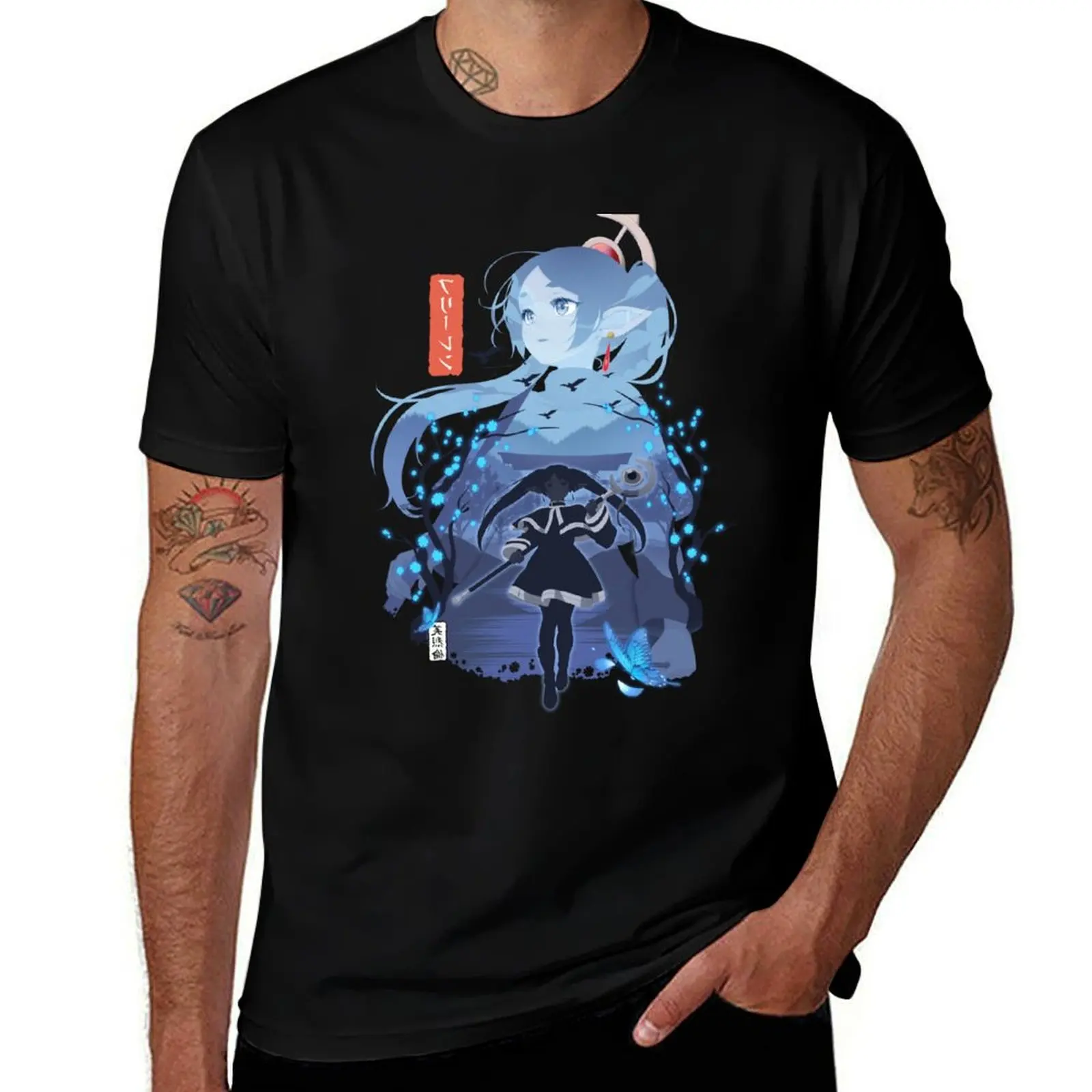 

Футболка Frieren Silhouette Journeys End, мужские футболки для мужчин, мужская футболка, хлопковая футболка высокого качества