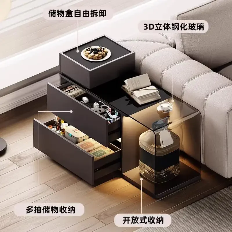 

Movable sofa side Italian cabinet light luxury high sense creative living room 2024 new corner table small coffee