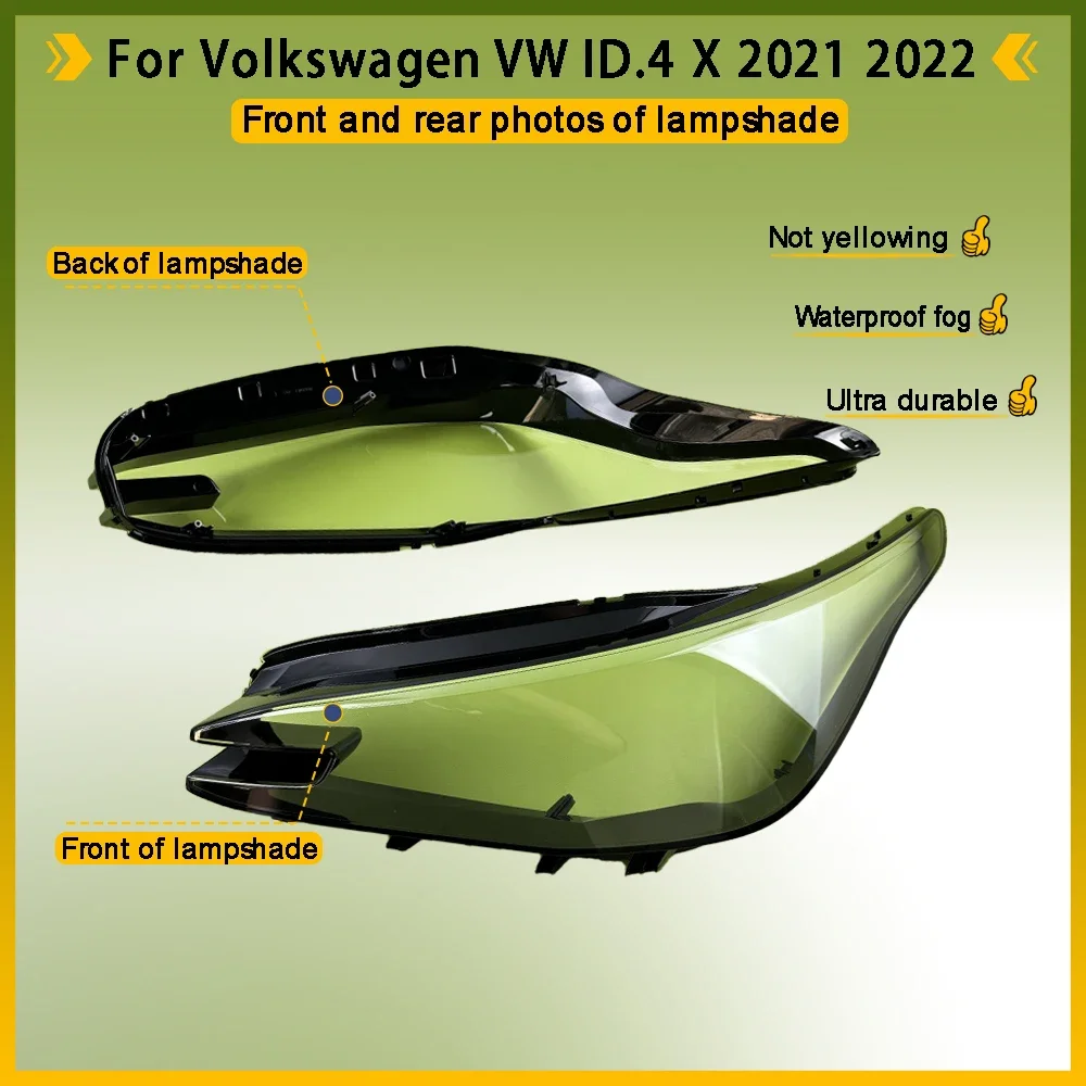 ل Volkswagen VW ID.4 X 2021 2022 المصابيح الأمامية للسيارة غطاء المصابيح الأمامية قذيفة استبدال عاكس الضوء الشفاف استبدال عدسة شبكي #2